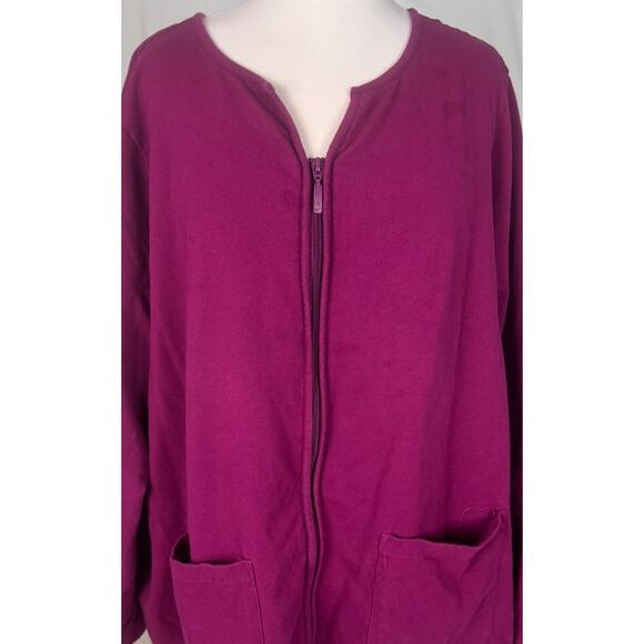 d & co. Active Zipper Front 3X with Pockets Cardigan Sweatshirt Purple - Picture 2 of 8
